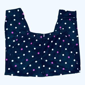 𝅺SECRET TREASURES Size Large Navy Micro Fleece Pants w/Pink, White, & Green Dots